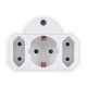 Αντάπτορας ρεύματος POWERTECH PT-816 1x schuko 2x euro 16A λευκός με προστασία υπέρτασης