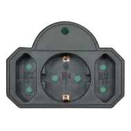 Αντάπτορας ρεύματος POWERTECH PT-817 1x schuko 2x euro 16A μαύρος με προστασία υπέρτασης