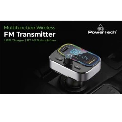 FM Transmitter POWERTECH PT-999 RGB QC3.0 Bluetooth με οθόνη & ενσωματωμένο μικρόφωνο για κλήσεις