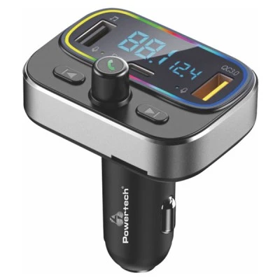 FM Transmitter POWERTECH PT-999 RGB QC3.0 Bluetooth με οθόνη & ενσωματωμένο μικρόφωνο για κλήσεις