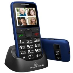 Κινητό τηλέφωνο POWERTECH Sentry Eco PTM-24 μπλε με κουμπί SOS Call Bluetooth και φακό