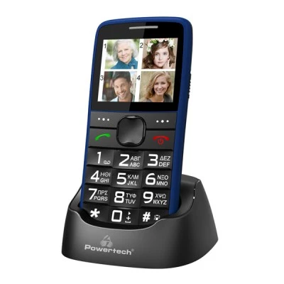 Κινητό τηλέφωνο POWERTECH Sentry Eco PTM-24 μπλε με κουμπί SOS Call Bluetooth και φακό Κινητό τηλέφωνο POWERTECH Sentry Eco PTM-24 μπλε με κουμπί SOS Call Bluetooth και φακό