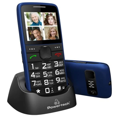 Κινητό τηλέφωνο POWERTECH Sentry Eco PTM-24 μπλε με κουμπί SOS Call Bluetooth και φακό Κινητό τηλέφωνο POWERTECH Sentry Eco PTM-24 μπλε με κουμπί SOS Call Bluetooth και φακό