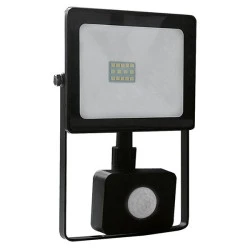 Προβολέας led slim 10W μαύρος με ανιχνευτή κίνησης 4000k ενδιάμεσο λευκό φως 230V 850Lm IP66