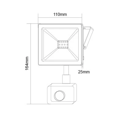 Προβολέας led slim 10W λευκός με ανιχνευτή κίνησης 6000k ψυχρό λευκό φως 230V 880Lm IP66