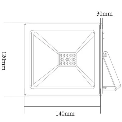 Προβολέας led μαύρος 30W 230V smd 3000K θερμό λευκό φως 2400lm στεγανός IP66