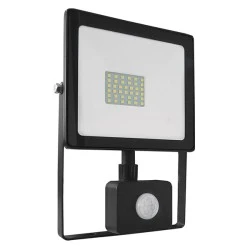 Προβολέας led slim 30W μαύρος με ανιχνευτή κίνησης 4000k ενδιάμεσο λευκό φως 230V 2550Lm IP66