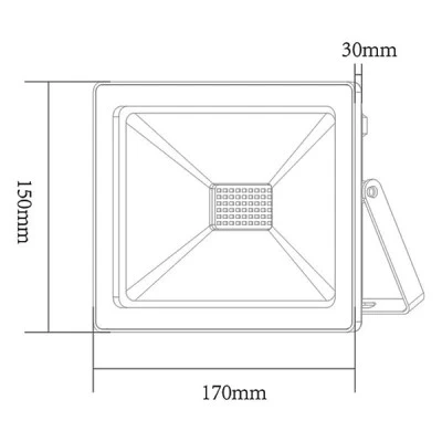 Προβολέας led μαύρος 50W 230V smd 3000K θερμό λευκό φως 4000lm στεγανός IP66