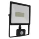 Προβολέας led slim 50W μαύρος με ανιχνευτή κίνησης 3000k θερμό λευκό φως 230V 4000Lm IP66