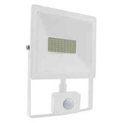 Προβολέας led slim 50W λευκός με ανιχνευτή κίνησης 3000k θερμό λευκό φως 230V 4000Lm IP66