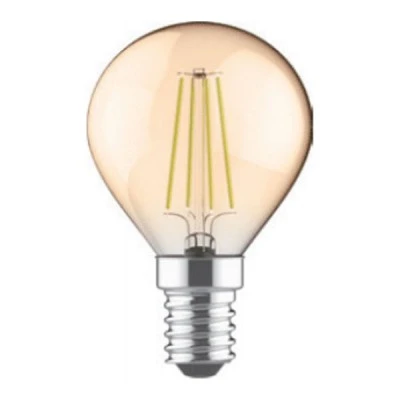 Λάμπα led σφαιρική filament Ε14 5W 230V 2700k θερμό λευκό φως 400lm με δυνατότητα ρύθμισης της έντασης φωτός & μελί κάλυμμα