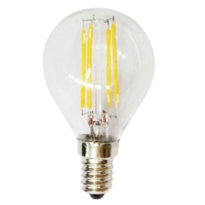 Λάμπα Led Filament E14 σφαιρική 6W 230V AC θερμό φως 2700k 550lm δέσμης 360° ντιμαριζόμενη Λάμπα Led Filament E14 σφαιρική 6W 230V AC θερμό φως 2700k 550lm δέσμης 360° ντιμαριζόμενη