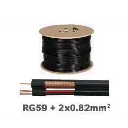 Καλώδιο σε μαύρο χρώμα 200m ομοαξονικό 75 Ohm RG-59 & ένα κολλητό καλώδιο 2Χ0.82mm DS-1LC1SCA2C-200B
