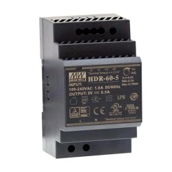 Τροφοδοτικό 60W για τοποθέτηση σε ράγα DIN με ρυθμιζόμενη τάση εξόδου 21.6 ~ 29 VDC MEAN WELL HDR-60