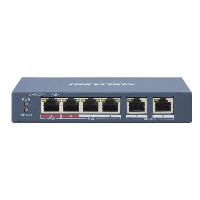Ethernet Switch 4 x 100Mbps PoE θύρες &  2 x 100Mbps UPLINK 35W max HIKVISION DS-3E0106P-E/M