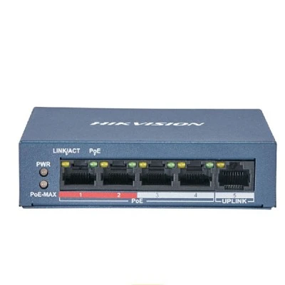 Ethernet Switch 4 x 100Mbps PoE θύρες &  1 x 100Mbps UPLINK 60W max HIKVISION DS-3E0105P-E(B)