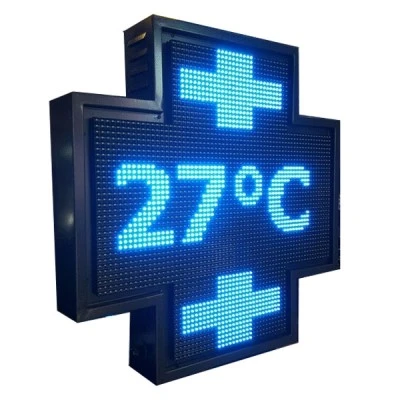 Σταυρός φαρμακείων ηλεκτρονικός LED 100x100cm με μεταλλικό πλαίσιο & ρυθμιζόμενη φωτεινότητα RGB