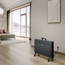 Θερμοπομπός Stiebel Eltron - CNS-B 2000W Plus με οθόνη LCD με δυνατότητα μετακίνησης σε μαύρο χρώμα με διάσταση 73,8x52,4x23,5cm