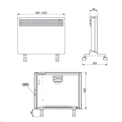 Θερμοπομπός stiebel eltron CWM 2000 M-F 2000W με τροχήλατες βάσεις στήριξης