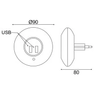 Led λαμπάκι νυκτός 1W ενδιάμεσο φως 4000k 230V με 2 USB θύρες διακόπτη On/Off & Auto Mode IP20 Led λαμπάκι νυκτός 1W ενδιάμεσο φως 4000k 230V με 2 USB θύρες διακόπτη On/Off & Auto Mode IP20