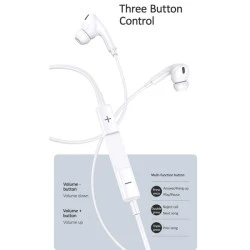 Ακουστικά USAMS earphones με μικρόφωνο EP-41 Lightning 10mm με μήκος καλωδίου 1.2m λευκά