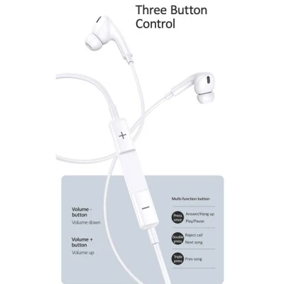 Ακουστικά USAMS earphones με μικρόφωνο EP-41 Lightning 10mm με μήκος καλωδίου 1.2m λευκά