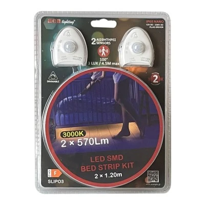 Kit Led Dimmable ταινία Led SMD NANO 2x1.2m 2x5.8W 2x570lm IP65 θερμό χρώμα φωτός 3000K 2 αισθητήρες & 12VDC τροφοδοτικό Kit Led Dimmable ταινία Led SMD NANO 2x1.2m 2x5.8W 2x570lm IP65 θερμό χρώμα φωτός 3000K 2 αισθητήρες & 12VDC τροφοδοτικό