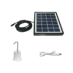 Επαναφορτιζόμενη φορητή ηλιακή λάμπα LED E27 7W 6V ψυχρό λευκό φως με φωτοβολταϊκό πάνελ