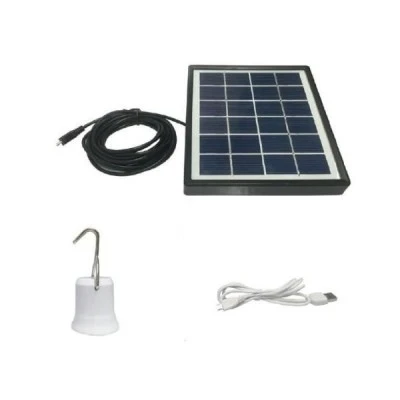 Επαναφορτιζόμενη φορητή ηλιακή λάμπα LED E27 7W 6V ψυχρό λευκό φως με φωτοβολταϊκό πάνελ