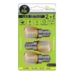 Λάμπα led Ε14 1W 230V AC κίτρινο φως 60Lm σε blister 3 τμχ