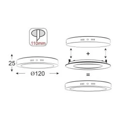 LED Panel Slim Χωνευτό Στρογγυλό 8W ενδιάμεσο φως 4000K 500lm Ασημί