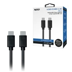 Καλώδιο μεταφοράς δεδομένων USB 2.0 Τype-C αρσενικό σε Τype-C αρσενικό 60W 1.5m για γρήγορη φόρτιση έως 60W