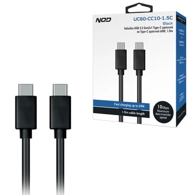 Καλώδιο μεταφοράς δεδομένων USB 3.2 Gen2x1 Τype-C αρσενικό σε Τype-C αρσενικό 60W, 1.5m 