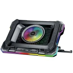 Notebook Cooler RGB για ψύξη laptop έως και 17.3" με εντυπωσιακό σχεδιασμό και LCD οθόνη
