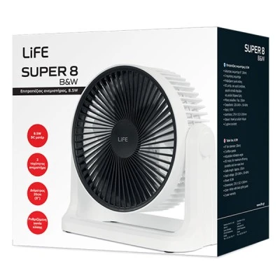 Επιτραπέζιος ανεμιστήρας LIFE 8.5W λευκός με 3 ταχύτητες και ρυθμιζόμενη γωνία κλίσης