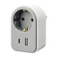 Αντάπτορας τροφοδοσίας 16A 3680W με pass-through και 2 θύρες USB 1 x USB-C & 1 x USB-Α  και τεχνολογία γρήγορης φόρτισης 