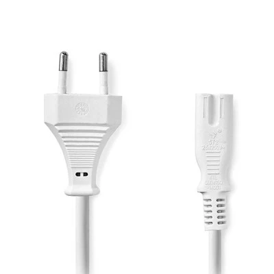 Καλώδιο τροφοδοσίας Euro - IEC-320-C7 (οχταράκι), 3.00m σε άσπρο χρώμα