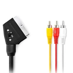 Καλώδιο SCART αρσενικό - 3x RCA αρσενικό με διακόπτη (in/out) 2.00m