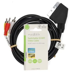 Καλώδιο SCART αρσενικό - 3x RCA αρσενικό με διακόπτη (in/out) 2.00m