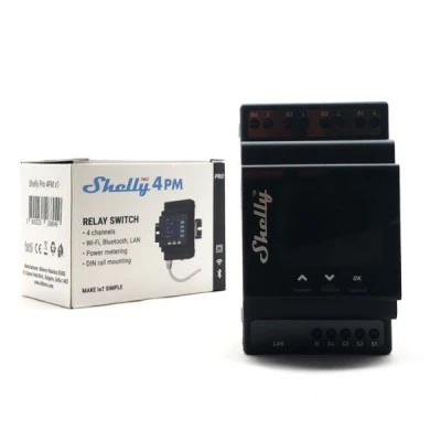 Διακόπτης ράγας Shelly PRO4PM Wi-Fi Bluetooth LAN με προστασία θερμοκρασίας υπερέντασης & υπερτάσεων