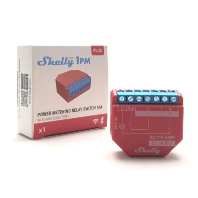 Διακόπτης Shelly Plus 1PM Wi-Fi ρελέ & Bluetooth για αυτοματοποίηση έλεγχος & μέτρηση κατανάλωσης