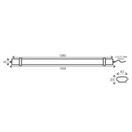 Led γραμμικό φωτιστικό 36W 230VAC 1260mm θερμό λευκό φως 3000k 3000lm στεγανό IP66 χωρίς διακόπτη