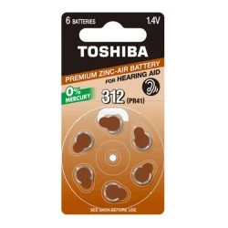 Μπαταρίες ακουστικών βαρηκοΐας Toshiba 1,4V PR41 NE DP-6 312 σε συσκευασία 6 τμχ.