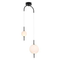 Κρεμαστό φωτιστικό LED AMELIA 11W θερμό φως 3000k 1150lm μαύρο μετταλικό & λευκό γυαλί D37xh120cm