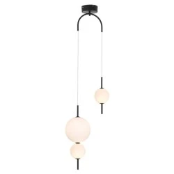 Κρεμαστό LED φωτιστικό AMELIA 15W θερμό φως 3000k 1500lm D37xh130cm μαύρο μεταλλικό & λευκό γυαλί