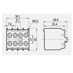 Επαφή μετωπική 4 NC 10A AU-4M για ρελέ ισχύος μίνι METAMEC LG