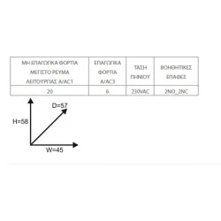 Ρελέ ισχύος μίνι τετραπολικό 4P 2.2KW με τάση πηνίου 230VAC και 2NO 2NC επαφές GMC-6M/4 METAMEC LG