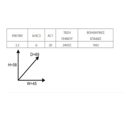 Ρελέ ισχύος μίνι PCB 3P τριπολικό 2.2KW με τάση 24VDC και 1βοηθητική επαφή NO GMC-6MP METAMEC LG