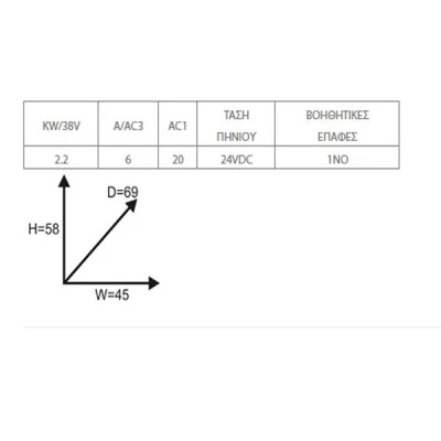 Ρελέ ισχύος μίνι PCB 3P τριπολικό 2.2KW με τάση 24VDC και 1βοηθητική επαφή NO GMC-6MP METAMEC LG