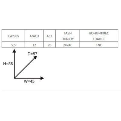 Ρελέ ισχύος μίνι PCB τριπολικό 3P τύπου METAMEC LG 5.5KW τάση πηνίου 24VAC και 1NC GMC-12MP 
